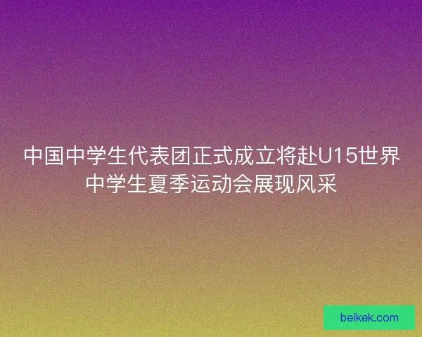中国中学生代表团正式成立将赴U15世界中学生夏季运动会展现风采