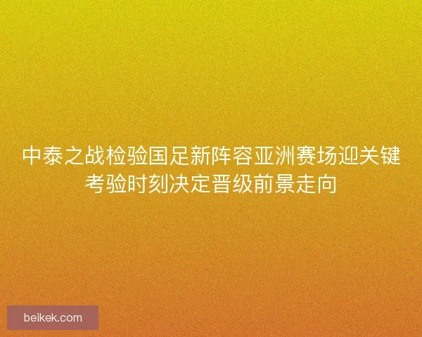 中泰之战检验国足新阵容亚洲赛场迎关键考验时刻决定晋级前景走向