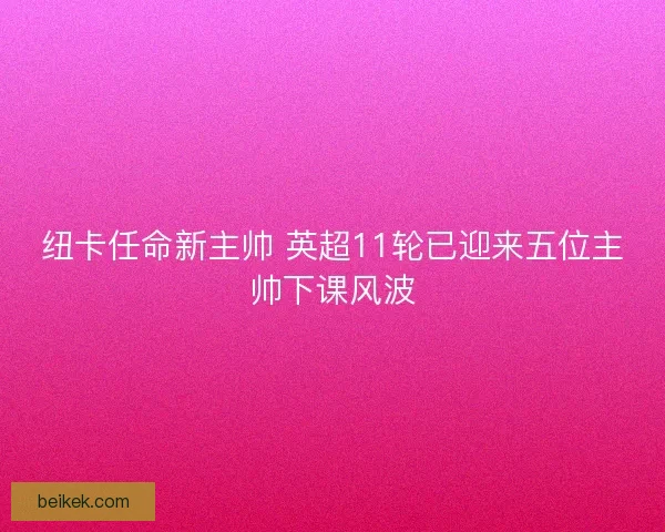 纽卡任命新主帅 英超11轮已迎来五位主帅下课风波